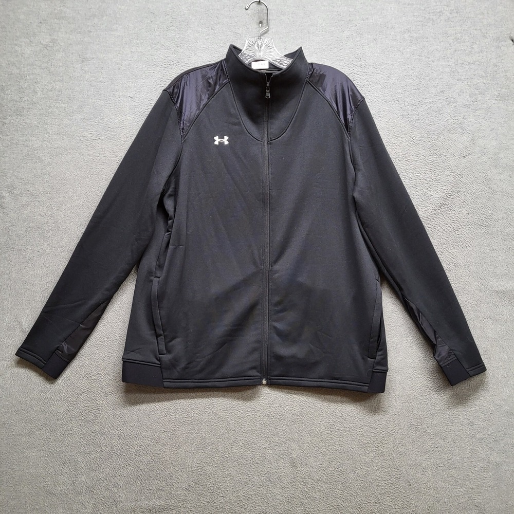 Under Armour Women Activewear Jacket XL Black Command Warm Up Logo Loose Fit